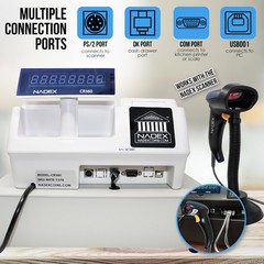 Nadex CR360 Cash Register, 4700 Lookups 50 Dept 50 Clerks,Thermal Printer, White