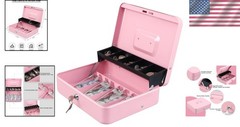 Durable 11.8″ x 9.5″ Cash Box with Tiered Design & Key Lock for Coins & Bills