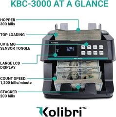 KBC-3000 Money Counter with UV/IR Detection – 1,200 Notes/Min Precision Count