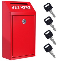 Locking Cash Box with Slot, Metal Money Donation Box with Lock and 4 Keys Wall M