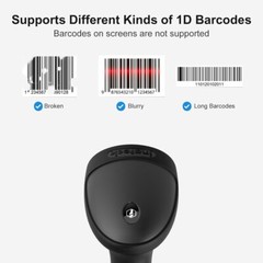 Inateck 1D Barcode Scanner Reader with Scanner Stand & Wired USB Cable, BCST-33