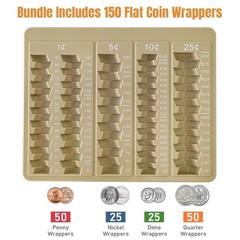 1PCS Brown Coin Counter Tray-Coin Sorter Tray with 150 Assort Coin Wrappers I…