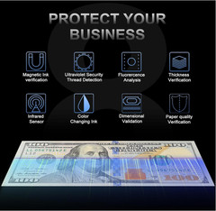 Money Counter Machine for USD, Euro, UV/MG/MT/IR Detection LCD Display 1000/Min