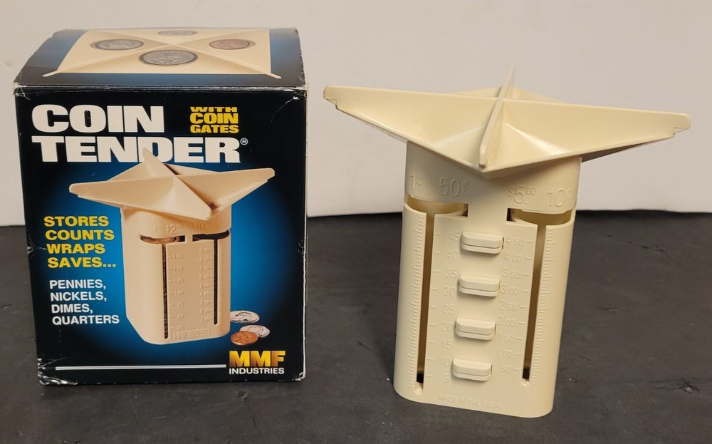 MMF™ Industries Coin Tender Sorter Counter Beige USA Made 4 Tubes