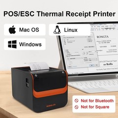 POS Printer, 80mm Direct Thermal Receipt Printers with Auto Cutter, USB Seria…