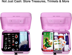 Medium Cash Box with Combination Lock – Durable Metal Cash Box with Money Tra…