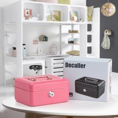 Compact 5.9” Pink Money Box with Key Lock and Removable Tray for Valuables