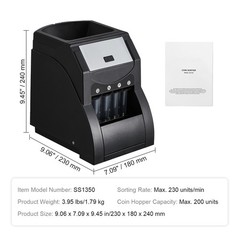 Uimoso Automatic Coin Sorter and Wrapper with 4 Coin Tubes, 230 Coins/Min