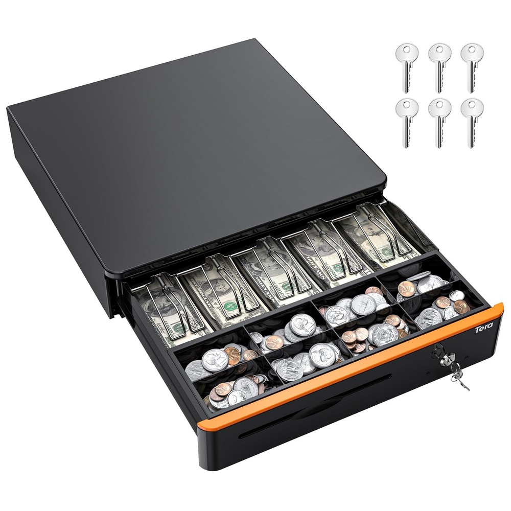 Tera 16 inch Auto Open Cash Drawer with Heavy Duty Insert Tray 5 Bill 8 Coin for