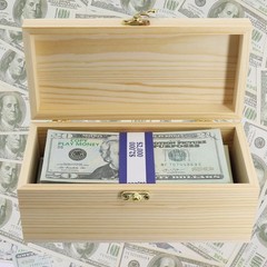 Wooden Cash Tray with 30 Currency Wrappers, Single Compartment Money Organizer