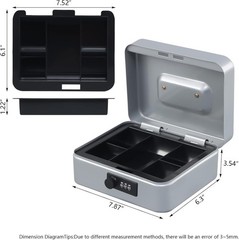 Light Grey Cash Box with Combination Lock – Durable, Portable, 7.87″x6.3″