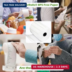 Phenol Free Thermal Paper 3 1/8″ x 230′ ft (Also BPA & BPS Free – 50 Rolls) Clim