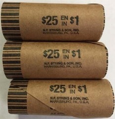 200 Preformed Coin Kraft Wrappers For Canada Loonie / US Small Dollar Size NEW