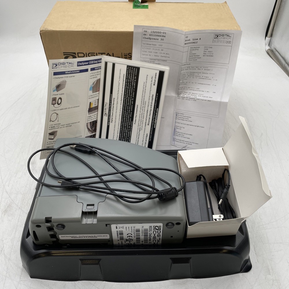 OPEN BOX Digital Check CheXpress CX30 152000-01 Single Feed Check Scanner