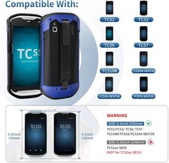 Upgraded Protective Cover Case w/Strap for Zebra TC51 TC52 TC56 TC57 TC510K Blue