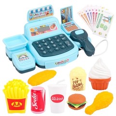 Kids Supermarket Cash Register Toy – Electronic Shopping Play Set with Lights