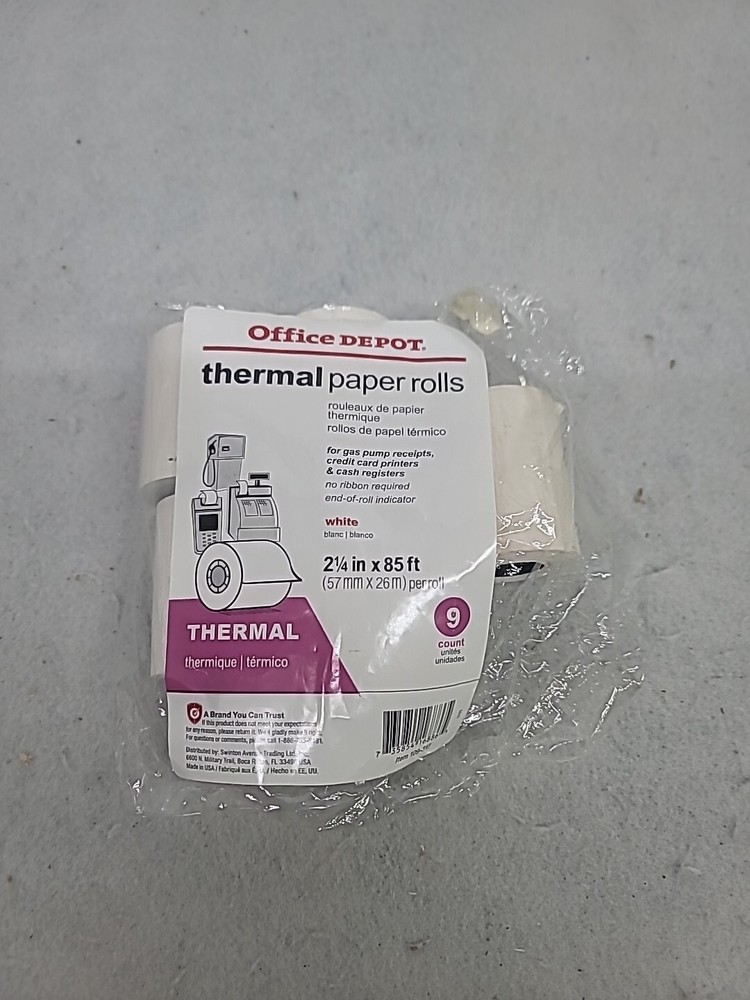 Office Depot Thermal Paper Rolls, 2 1/4in. x 85ft., Partial Package, Off Color