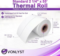 10-Pack Thermal Receipt Paper Rolls 2 1/4″ x 55′ for Verifone & Ingenico
