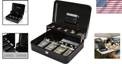 XL Cash Safe Box with Money Tray – Lockable Cash Storage