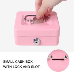 Elegant Pink Cash Box with Key Lock – Secure Metal Money Storage for All Ages