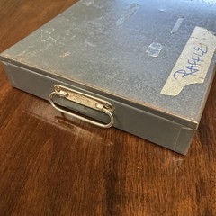 Vintage 1980’s Gray Steel Heavy Duty Cash Box – no key -Opens And Closes/latches