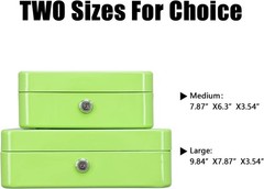 Portable Medium Cash Box with 2 Keys – Water-Resistant Metal Design in Limegreen