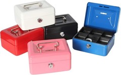 Small Portable Cash Box with Key Lock – Metal Coin Bank for Adults & Kids