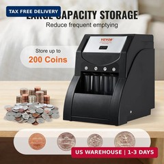 VEVOR Coin Sorter, Coin Sorter and Wrapper Machine with 4 Larger Coin Tubes, Sor