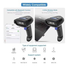 Netum Barcode Scanner NT-1228BC Bluetooth Wireless Barcode Reader Works With Mac