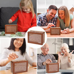 Wooden Money Savings Challenge Box $10000 $5000 $1000 DIY Reusable Piggy Bank