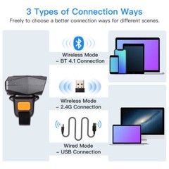 Eyoyo Barcode Scanner 1D Laser Finger Ring Reader Wireless Bluetooth for Iphone