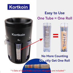 Automatic Coin Sorter 5 in 1 Coin Counter with Coin Wrappers, Sort Your Spare