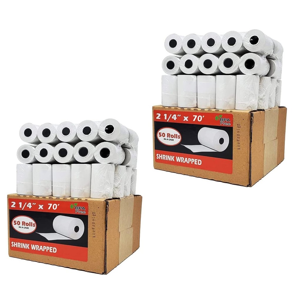 2-1/4″ x 70′ THERMAL PAPER ( 100 ROLLS ) POS For Clover Flex, First Data FD400