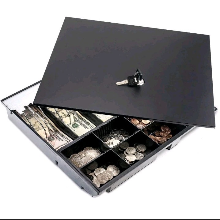 Volcora Cash Drawer Tray with Locking Cover – 14.1 x 13 x 2.5 Inch Metal Cash…