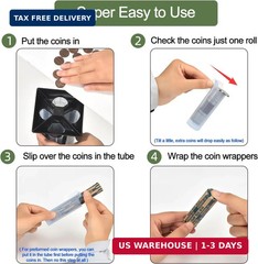Coin Counter, Coin Sorter Tube, 4-in-1 Coin Sorter and Wrapper Machine, Change C