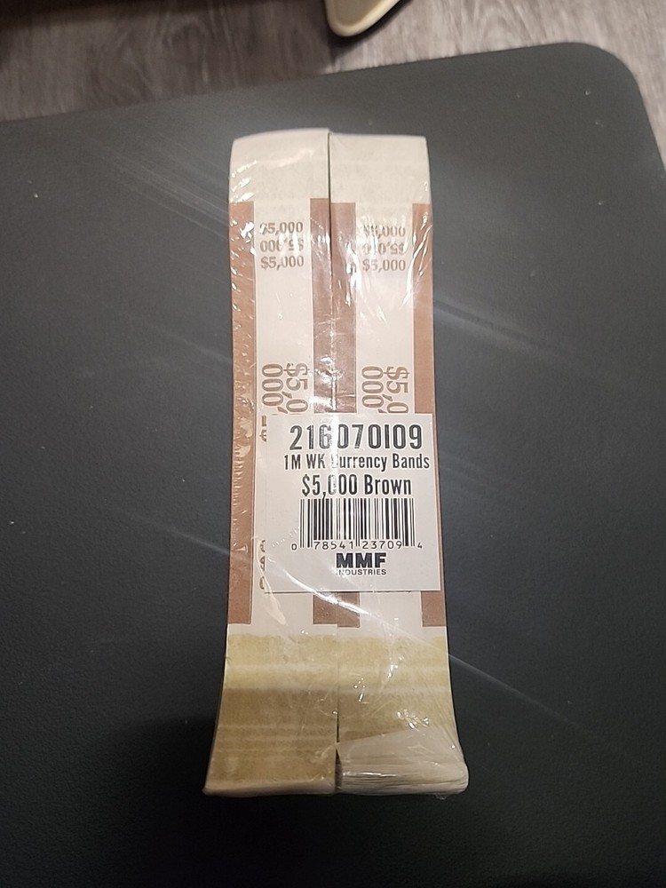 1,000 Self-Sealing Currency Bands – $5,000 denomination Brown straps money