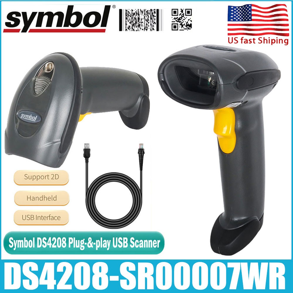 Motorola Symbol DS4208-SR00007WR 2D Laser Imager Barcode Scanner Reader USB Kit