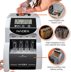 Nadex S180 Digital Coin Sorter and Counter – Displays Total and Denomination