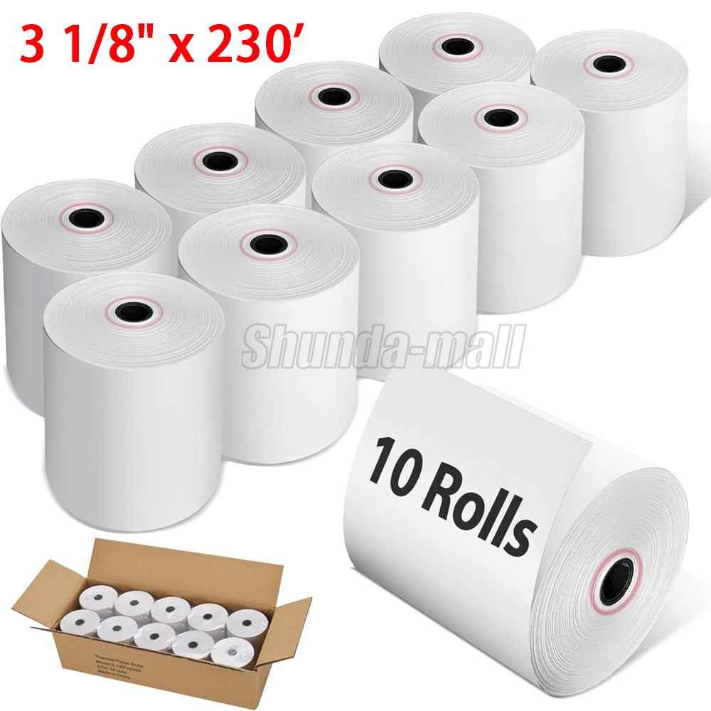 10 Rolls 3 1/8″ x 230′ Thermal Paper POS Cash Registers Receipt Paper Roll 80mm