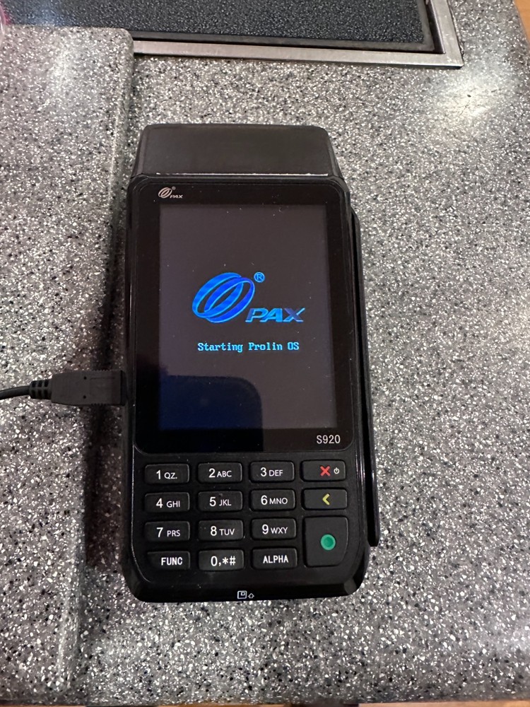 PAX S920, S920-0QW-R74-23LA POS Card Reader w/Power Cord, Instructions