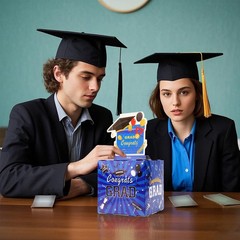 Graduation Cash Gift Box Money Holder Surprise Pull Out 50 Bags DIY Blue