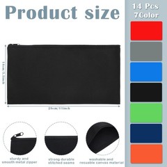 Teling 14 Pack Money Bank Bags with Zipper Security Large, Classic Color