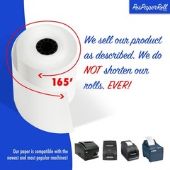 3 x 165′ CASH REGISTER ROLLS,1 PLY BOND PRINTER POS PAPER ROLL 50 ROLLS / CASE (