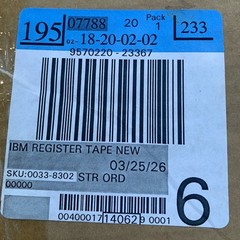 New 24 Rolls IBM Thermal Paper Cash Register Receipt Tape 3.1200X305