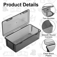 Hipiwe Plastic Cash Box with Lid Black Currency Tray Rectangular Money Organizer