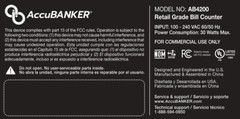 AccuBANKER AB4200 Bill Counter 300 Bill Hopper Capacity Speed 1800/min UL Listed