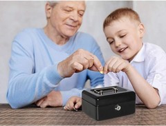 Small Portable Cash Box with Key Lock – Metal Coin Bank for Adults & Kids