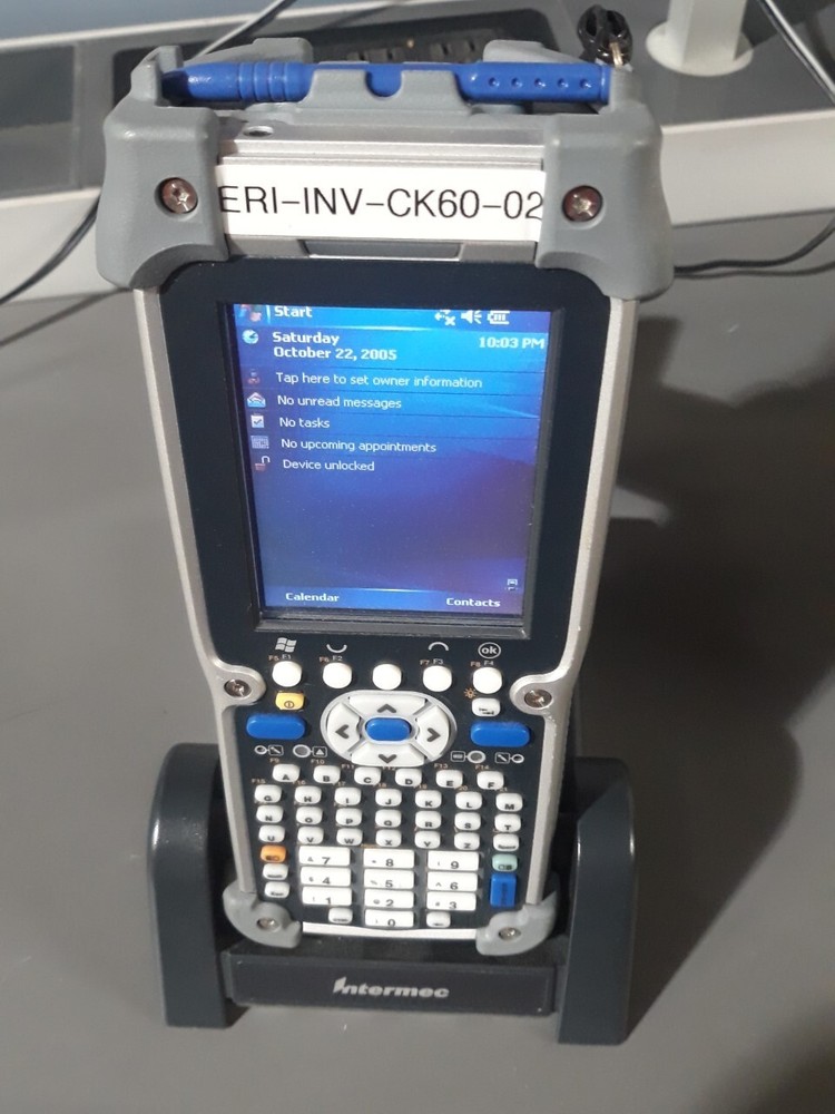 INTERMEC BARCODE SCANNER CK60 W/BATTERY AND POWER SUPPLY & INTERMEC AD5 DOCK