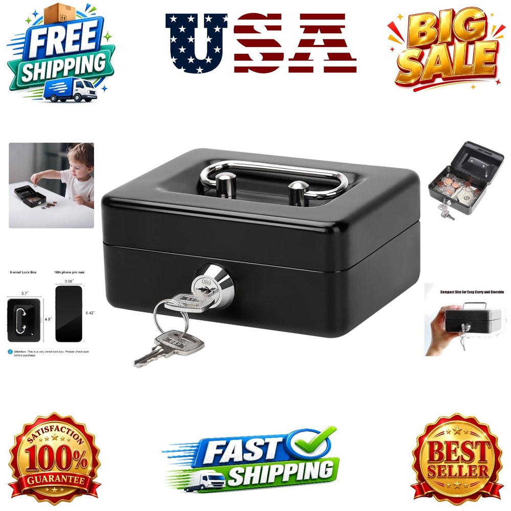 X-Small Cash Box with Lock – Money Saving Box for Cash Coins, Small Lock Box …