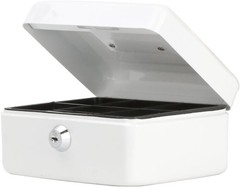 Durable White Cash Box with Key Lock – Ideal for Festivals and Schools, 5.9″